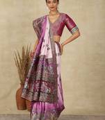 Mauve ethnic motifs woven design patola saree