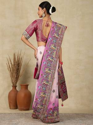 Mauve ethnic motifs woven design patola saree 3