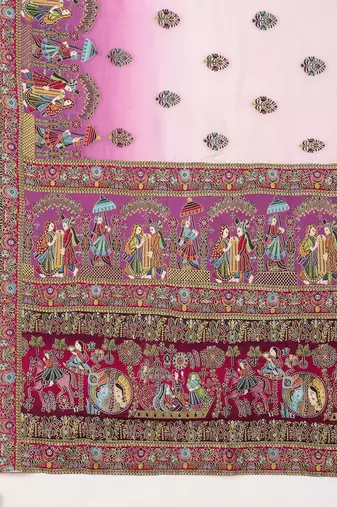 Mauve ethnic motifs woven design patola saree