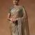 Gold embellished mirror work net designer saree