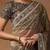 Gold embellished mirror work net designer saree