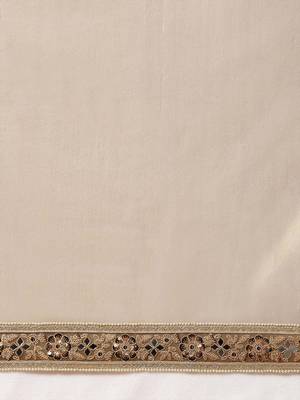 Gold embellished mirror work net designer saree 5