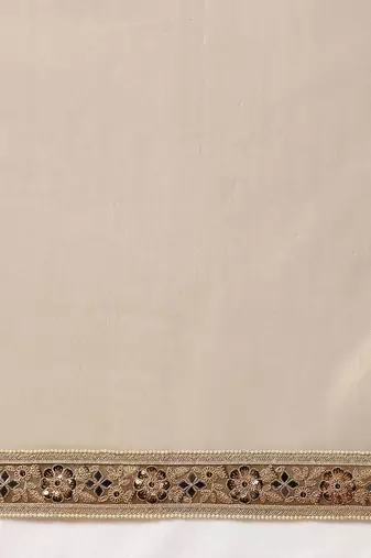 Gold embellished mirror work net designer saree
