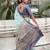 Blue woven design zari silk blend kanjeevaram saree