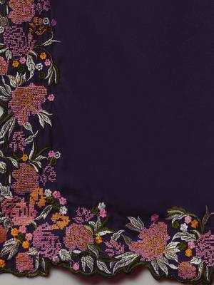 Purple embroidered saree 5