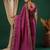 Pink floral embroidered satin saree