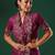 Pink floral embroidered satin saree