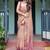 Yellow floral printed  linen saree