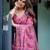 Pink women ethnic motifs printed  linen saree