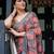 Blue ethnic motifs  linen saree