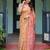 Orange ethnic motifs zari  linen saree
