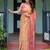 Orange ethnic motifs zari  linen saree