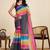 Black striped  linen saree with blouse