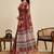 Brown kalamkari printed zari  linen designer saree with blouse
