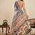 Off white kalamkari printed zari  linen saree with blouse