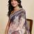 Off white kalamkari printed zari  linen saree with blouse