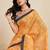 Yellow paisley beads and stones  linen saree with blouse