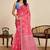 Pink floral printed  linen saree with an unstitched blouse