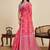 Pink floral printed  linen saree with an unstitched blouse