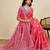 Pink floral printed  linen saree with an unstitched blouse