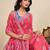Pink floral printed  linen saree with an unstitched blouse