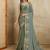 Olive floral aari work printed poly chiffon saree