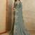 Olive floral aari work printed poly chiffon saree