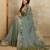Olive floral aari work printed poly chiffon saree