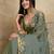 Olive floral aari work printed poly chiffon saree