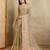 Olive floral aari work printed poly chiffon saree