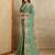 Sea green floral aari work printed poly chiffon saree