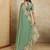 Sea green floral aari work printed poly chiffon saree