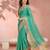 Turquoise aari work printed saree