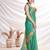 Turquoise aari work printed saree