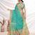 Turquoise aari work printed saree