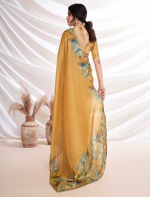Gold aari work  chiffon saree 4