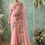 Pink floral aari work poly chiffon saree