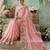 Pink floral aari work poly chiffon saree