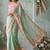 Sea green aari work poly chiffon saree
