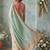 Sea green aari work poly chiffon saree