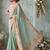 Sea green aari work poly chiffon saree