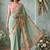 Sea green aari work poly chiffon saree