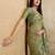 Green floral aari work printed poly chiffon saree