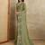 Green floral aari work printed poly chiffon saree