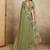 Green floral aari work printed poly chiffon saree