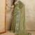 Green floral aari work printed poly chiffon saree