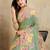 Green floral mirror work poly chiffon saree