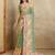 Green floral mirror work poly chiffon saree