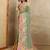 Green floral mirror work poly chiffon saree