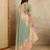 Green floral mirror work poly chiffon saree